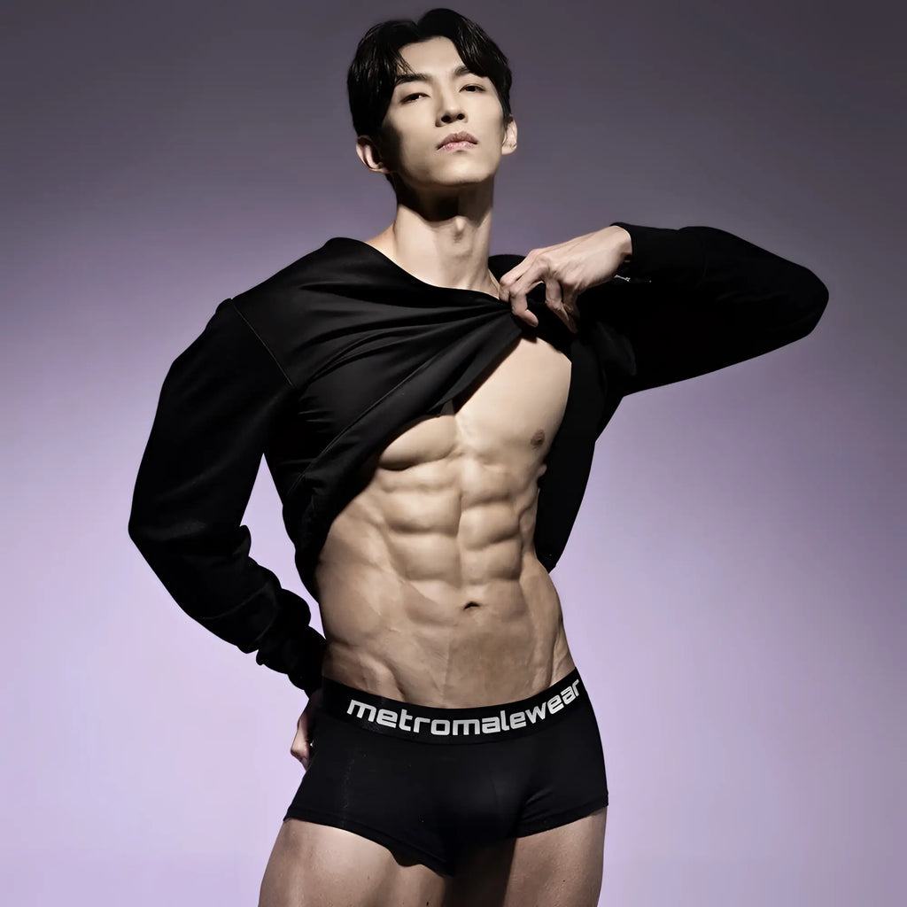 Black briefs with metromalewear branded waistband metro malewear county trunk black 2026-23 front view