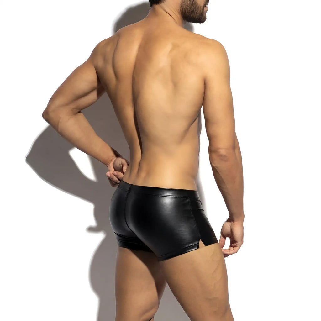 MetroMaleWear Cyber Boxer Black 7015-20 black shiny faux leather briefs with a sleek form-fitting design