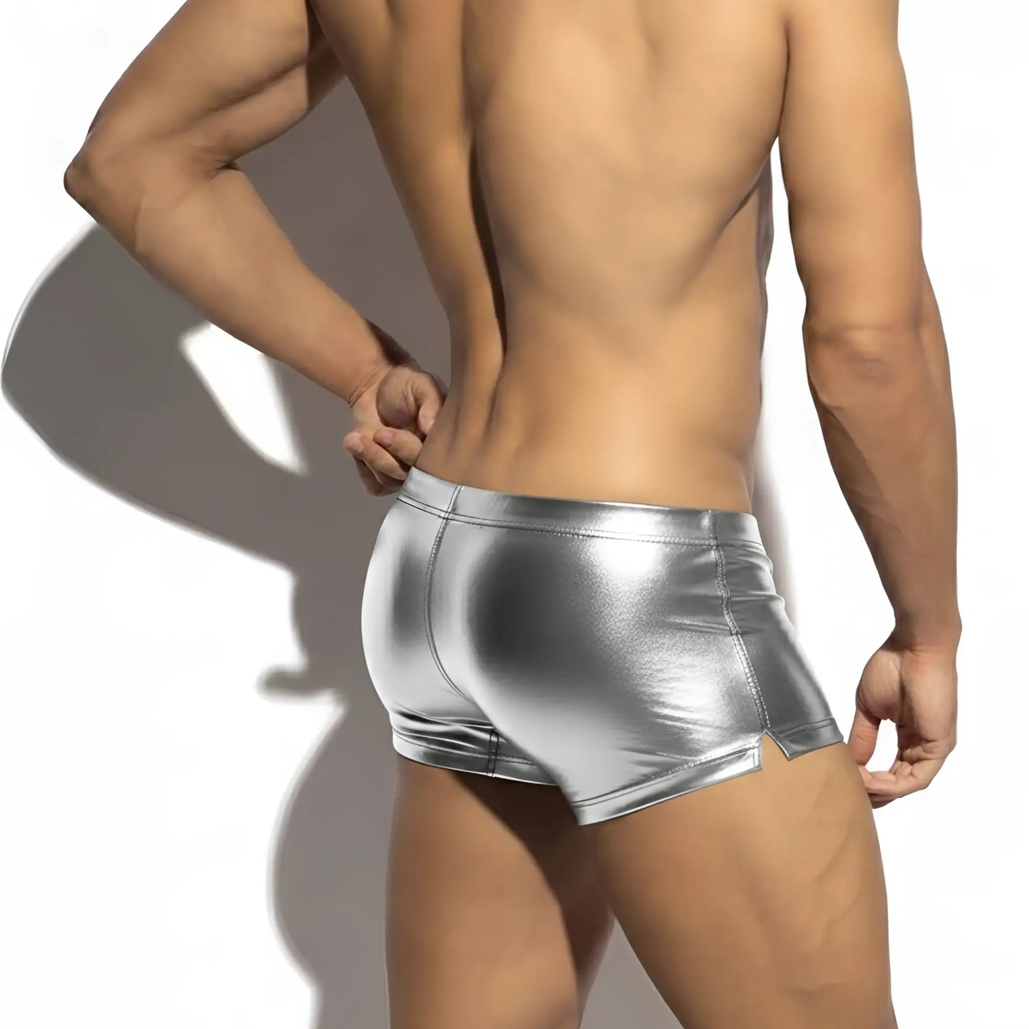 MetroMaleWear cyber boxer silver 7015-01 shiny silver metallic briefs with a sleek form-fitting design