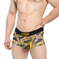 MetroMaleWear Danger Short boxer black 2026-73 men’s briefs with black yellow caution tape pattern and danger waistband