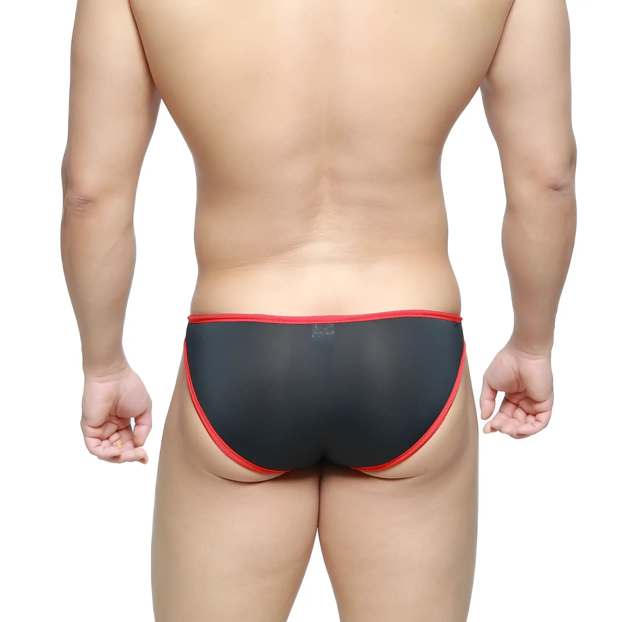 MetroMaleWear Dangerous brief black 8004-20 black sheer briefs with red trim front view