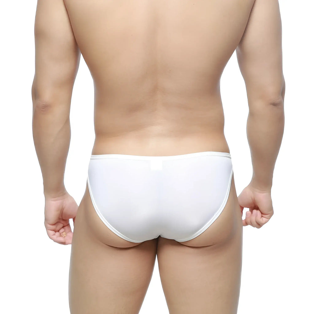 White form-fitting seamless briefs by metromalewear model dangerous brief 8004-00 for comfortable everyday wear