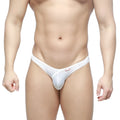 White MetroMaleWear Dangerous Brief 8004-00 thong made of smooth stretchy fabric with subtle red logo on waistband