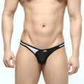 Black and white thong metroMalewear dangerous jock strap noir 8001-40 with sleek minimalist design and contrasting waistband stripes