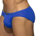 MetroMalewear darcian bikini royal blue form-fitting swim trunks with sleek fabric and black brand tag on waistband