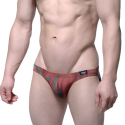 MetroMaleWear Delado bikini white 5103-M71 men’s briefs with red and green patterned striped texture