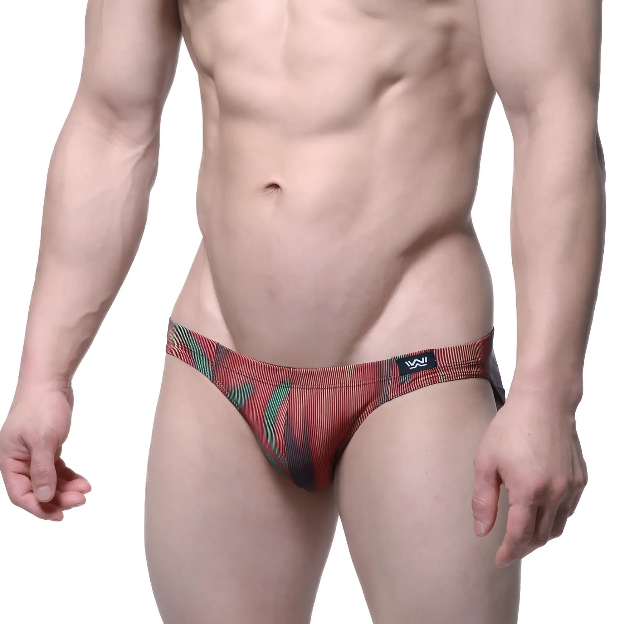 MetroMaleWear Delado bikini white 5103-M71 men’s briefs with red and green patterned striped texture