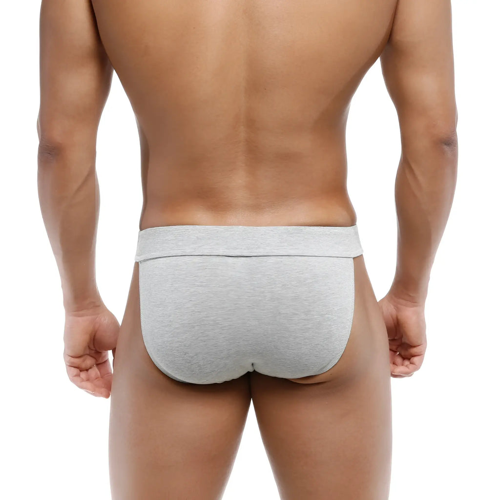 Gray heathered cotton briefs with wide elastic waistband metro male wear deseo bikini jasper gray 3304-10