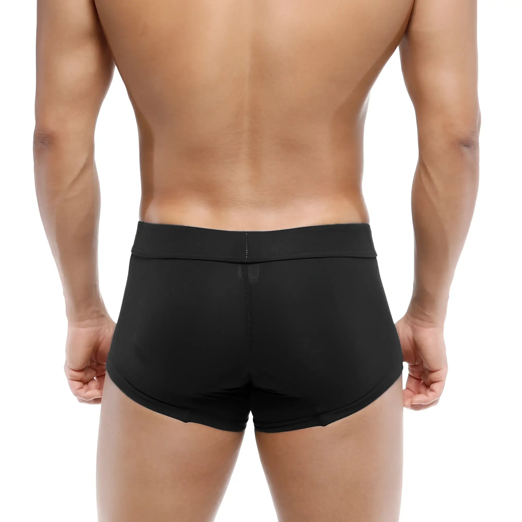 Metro male wear deseo boxer black briefs with smooth form-fitting fabric and minimalist design front view