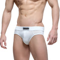 White metro male wear deseo brief with black logo waistband made of soft breathable fabric for daily comfort