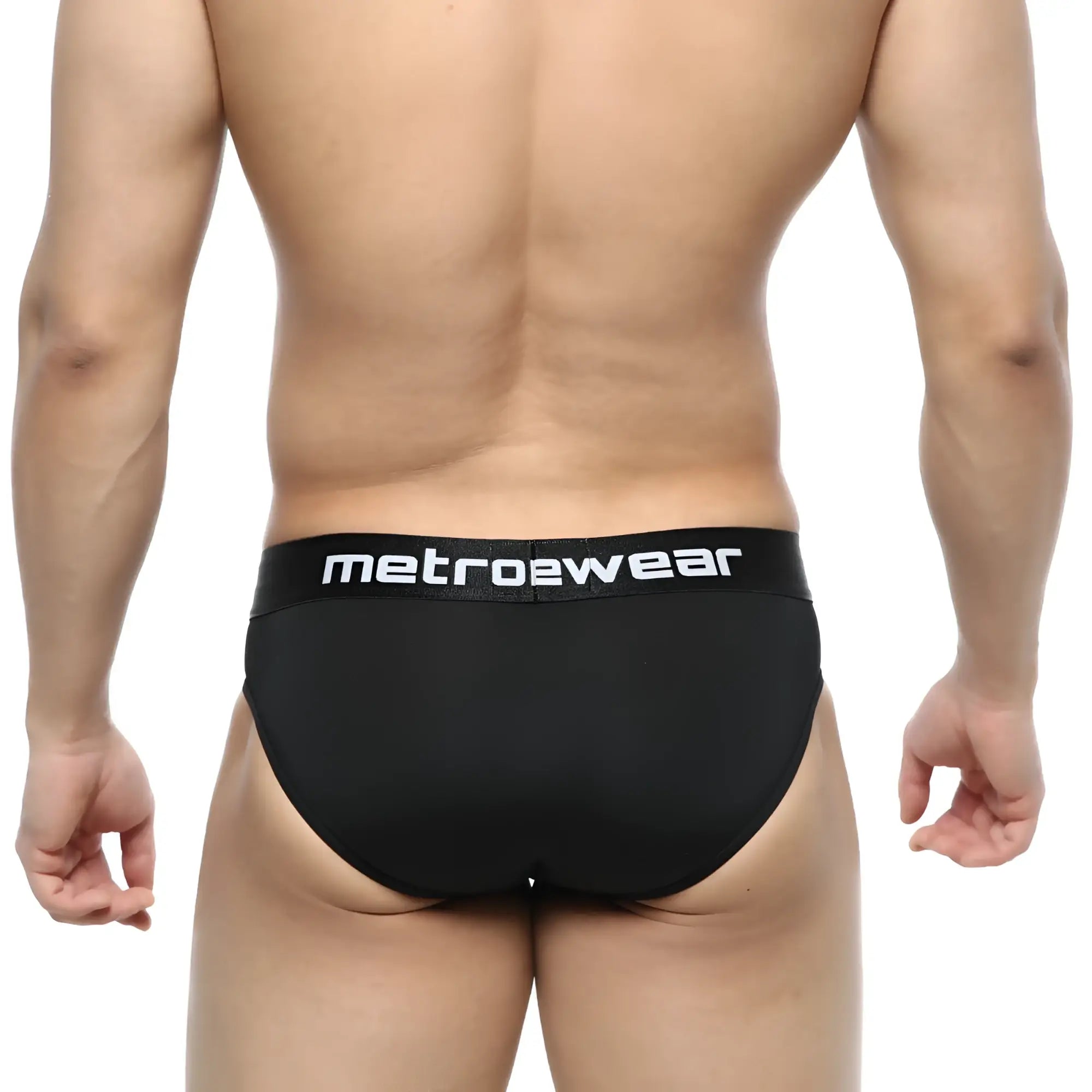Black metrowear briefs metro malewear dolce brief black 2506-20 with white logo on waistband in soft stretch fabric
