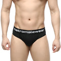 Black metromalewear dolce brief 2506-20 with white logo waistband for comfortable daily wear