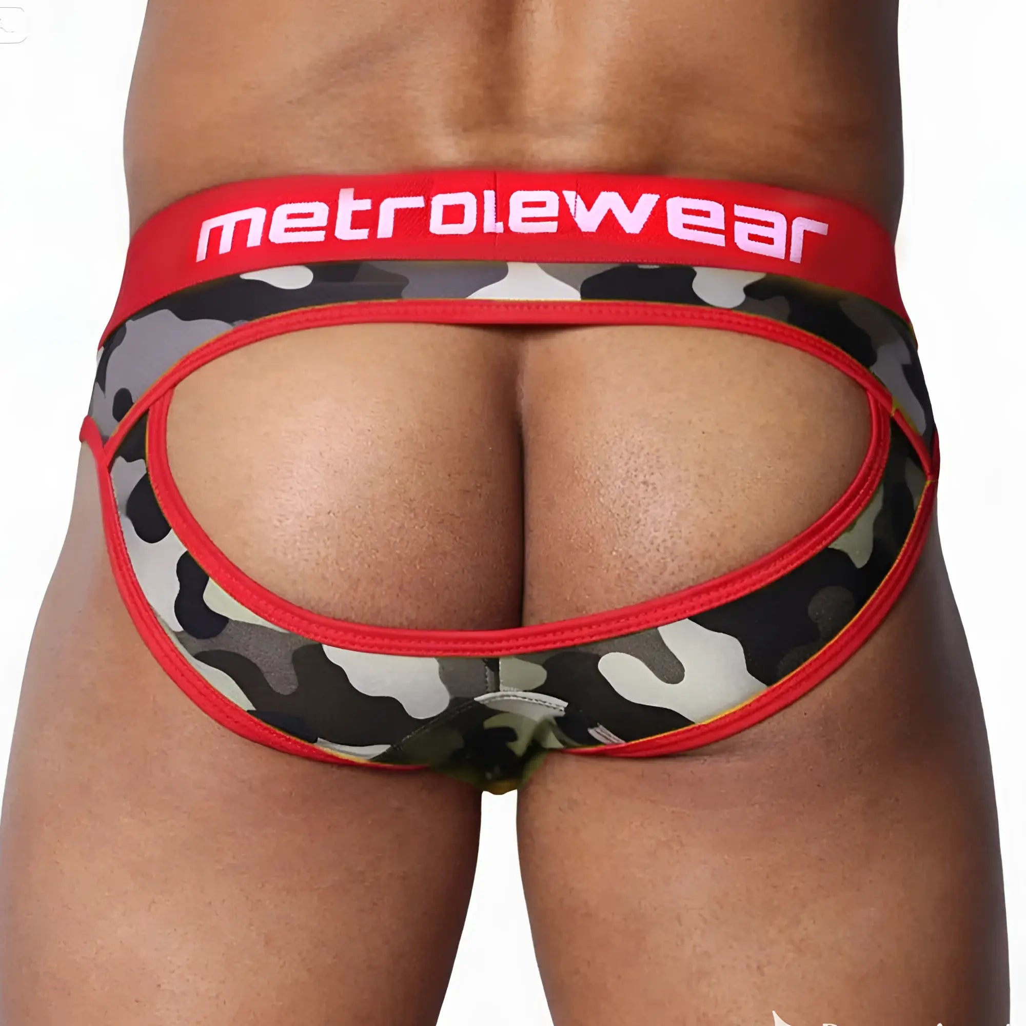 Metro male wear drake jock brief red 5666-60 red and black camouflage metrowear briefs with bold red waistband