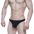 Black sleek form-fitting swim trunks with smooth fabric finish from metromalewear dream thong black 2002-21