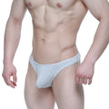 Light gray heathered fabric briefs with contoured design from MetroMaleWear Dream Thong gray 2002-10 collection