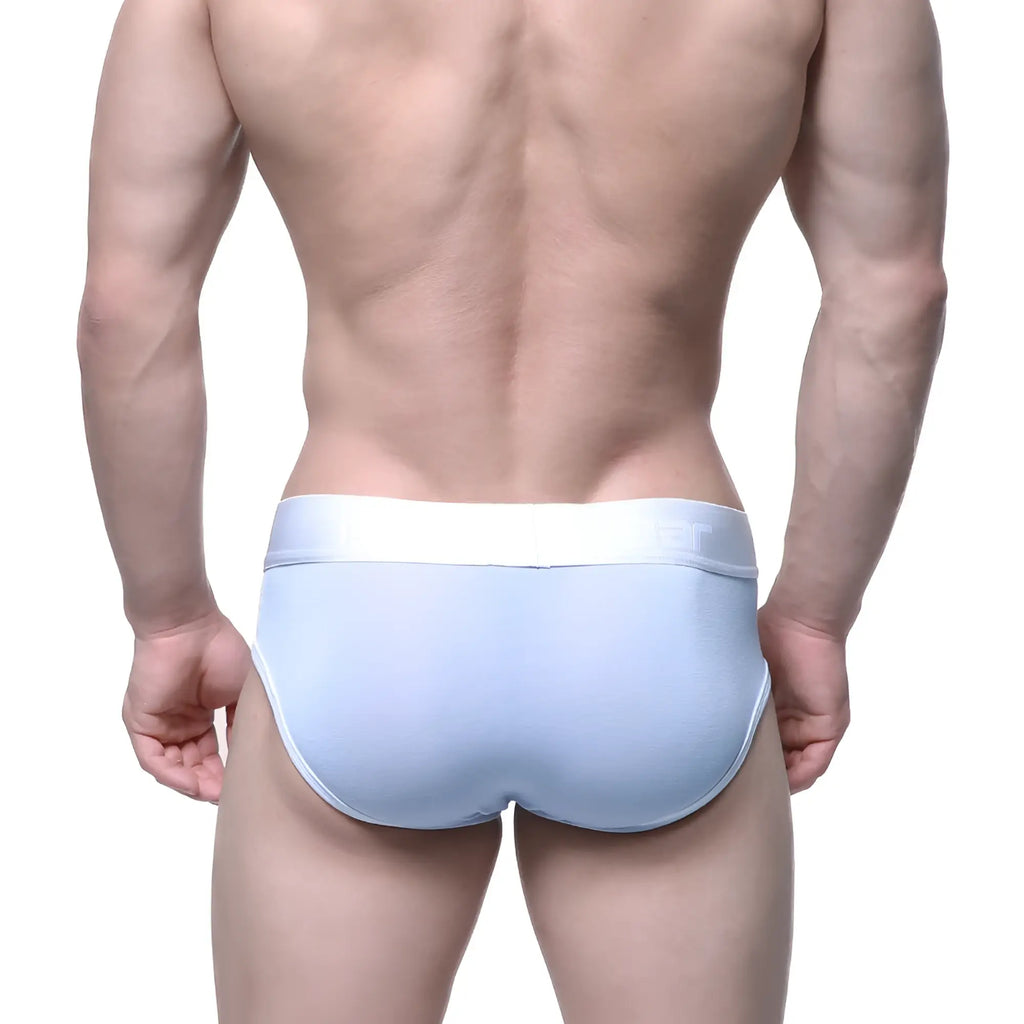 Light blue metroMalewear duke brief 1103-08 with white elastic waistband designed for comfortable wear