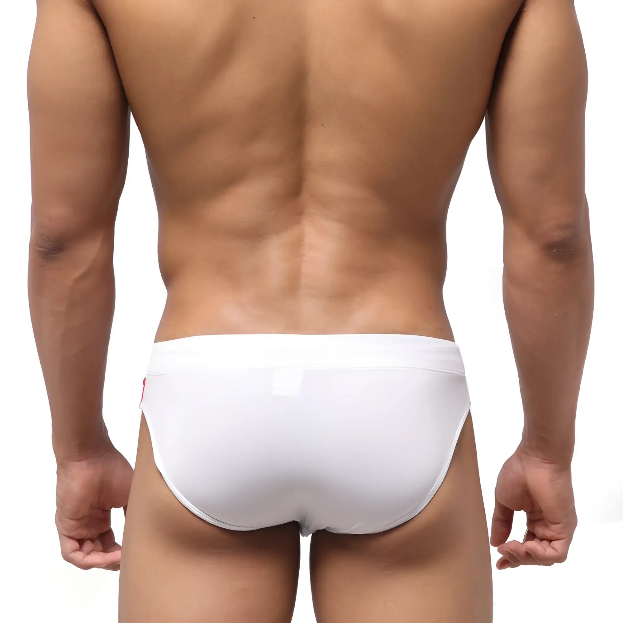 White briefs metro malewear dutch swim brief 4946-31 with smooth form fitting design and small red logo on left side