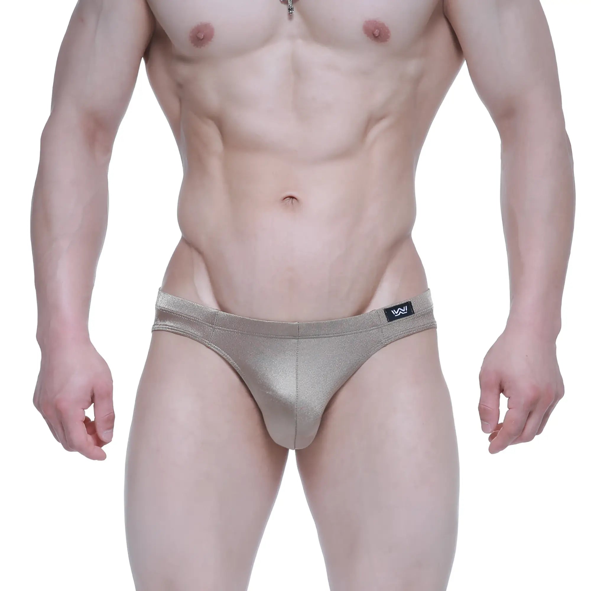 MetroMaleWear elegance bikini 5103-M02 shiny metallic gold briefs with sleek form-fitting design and black waistband tag