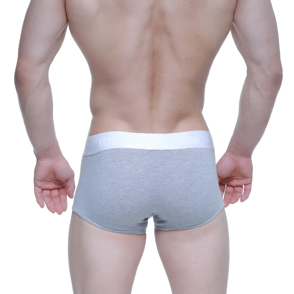 Gray heathered MetroMaleWear Elemental boxer briefs with solid white waistband for comfortable everyday wear