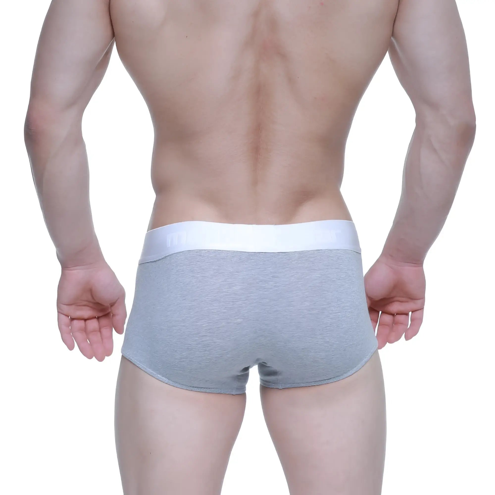 Gray heathered MetroMaleWear Elemental boxer briefs with solid white waistband for comfortable everyday wear