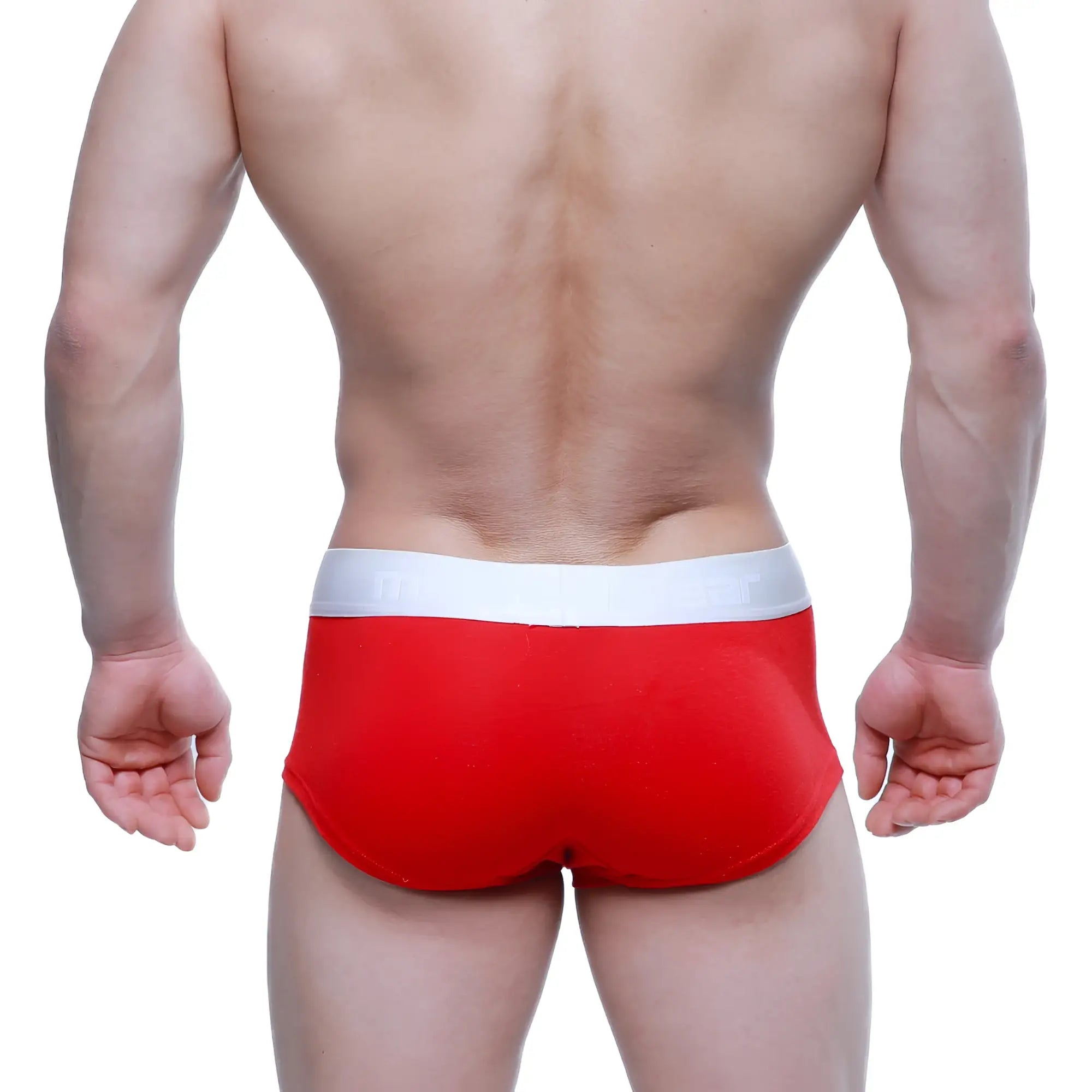 Red briefs with a white elastic waistband metroMalewear elemental boxer brief red 2029-12 for comfortable daily wear