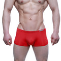 Red metroMalewear enhancement boxer briefs with snug fit and subtle waistband logo model 2043-12