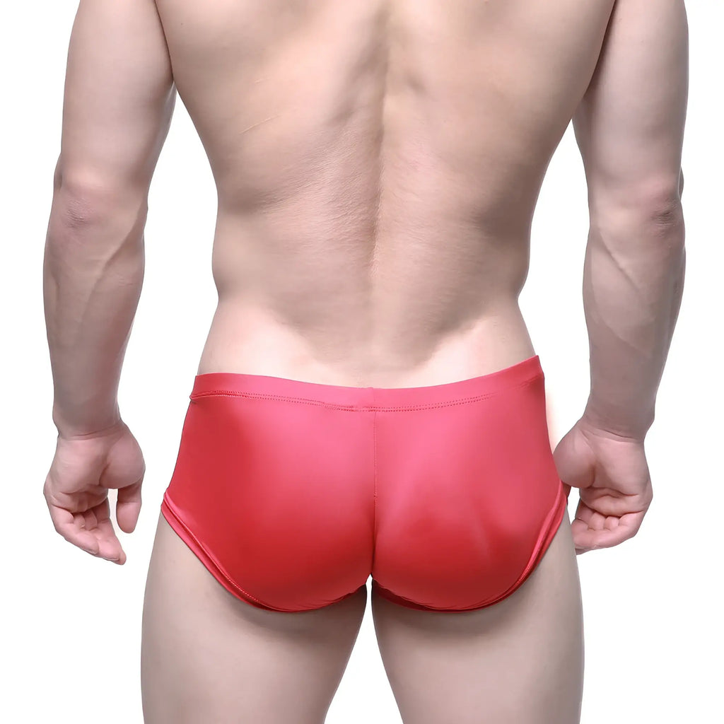 MetroMalewear entropy trunk red 2125-11 shiny red fabric swim trunks for men with a sleek swimwear design