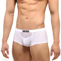 Metro male wear escondido hip trunk white men’s briefs with mesh panel and elastic waistband front view