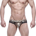 Leopard-print mesh briefs with black trim and a small brand tag metroMaleWear esperanza brief tiger 6106-60