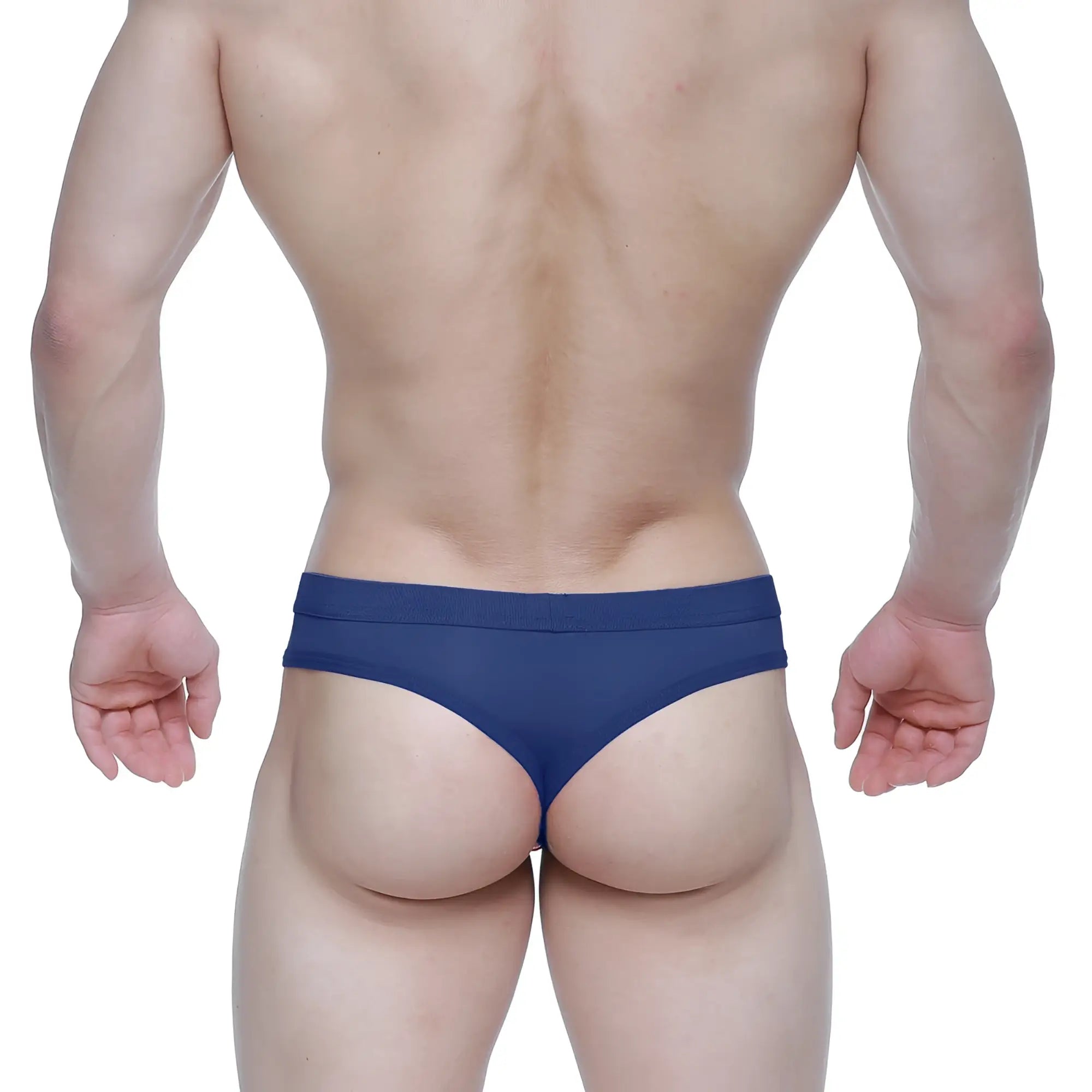 Navy blue metro male wear eterna thong 3722-28 with smooth form-fitting fabric and narrow waistband