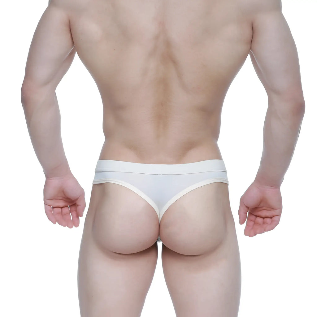 MetroMaleWear Eterna thong nude 3722-04 white briefs with thin matching waistband and subtle leg trim front view