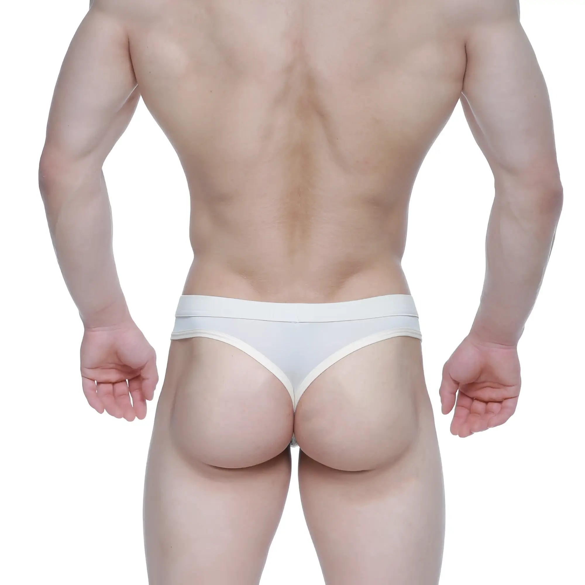 MetroMaleWear Eterna thong nude 3722-04 white briefs with thin matching waistband and subtle leg trim front view