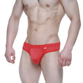 MetroMaleWear Eterna thong red 3722-12 red mesh briefs with solid waistband and small white logo on the side