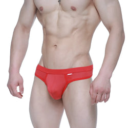 MetroMaleWear Eterna thong red 3722-12 red mesh briefs with solid waistband and small white logo on the side
