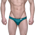 Tealmalewear eureka bikini green 5223-07 teal shimmering briefs with a snug form-fitting design