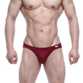 MetroMaleWear Eureka bikini wine red athletic briefs with snug fit and small white logo on waistband