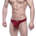 MetroMaleWear Eureka thong purple form-fitting briefs with subtle sheen and white brand tag on waistband front view