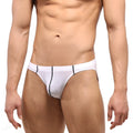 MetroMaleWear European hip brief white 5007-00 with black trim on waistband and center seam in athletic fabric