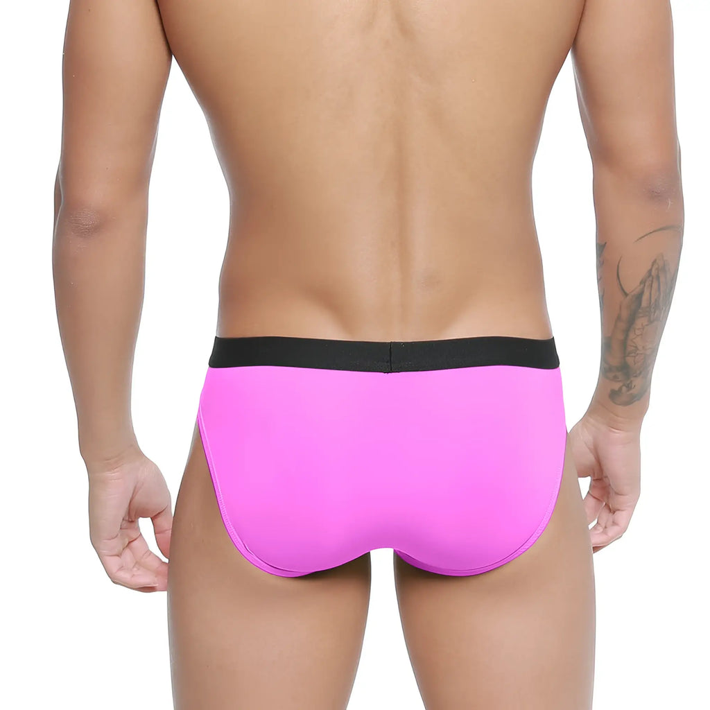 Bright pink metro malewear expose brief with black elastic waistband for comfortable everyday wear
