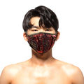 MetroMaleWear face mask metal paisley red 0111-62 with red and black sequins and gold embroidery details