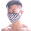 Metro malewear face mask zebra 0111-68 with black and white zebra stripes and zipper closure for comfortable fit