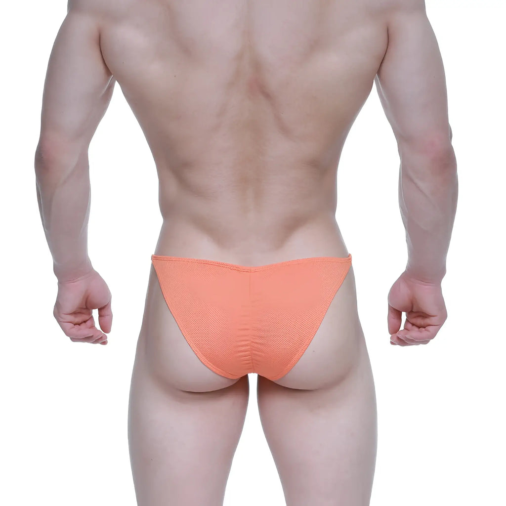 Orange textured briefs metroMalewear fantasy bikini 6116-14 designed for stylish men seeking comfort and bold color