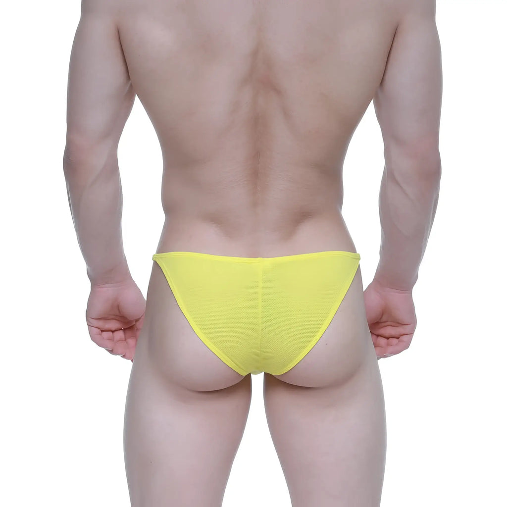 Bright yellow textured fabric briefs metro male wear fantasy bikini yellow 6116-15 front view