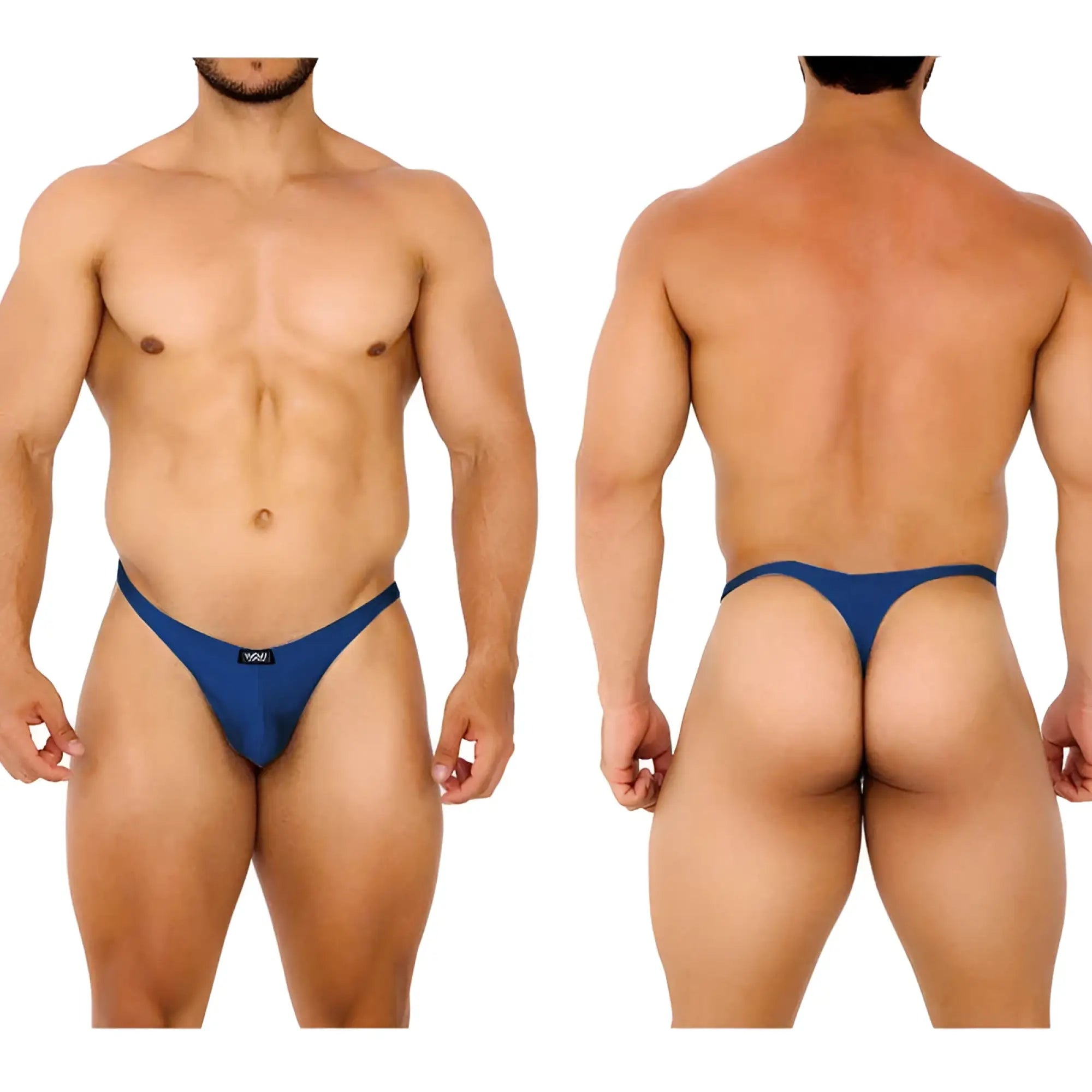 MetroMaleWear fantasy thong navy 6112-28 sleek blue thong with form-fitting design and small black brand tag at front