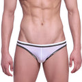 White briefs with black and gold striped trim from MetroMaleWear Faro jock strap 5001-40 front view