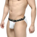 White textured briefs with camouflage patterned waistband from metromalewear felix bikini 7004 00 collection