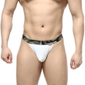 White textured briefs with camouflage-patterned waistband from metromalewear felix thong white 7012-00 collection