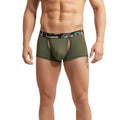 MetroMaleWear Filamento trunk green olive boxer briefs with camouflage waistband and small black logo for men