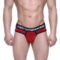 MetroMaleWear fine thong red stripe 2712-42 red and black striped men’s briefs with branded waistband