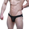 Black mesh briefs with solid black waistband embroidered with men brand name metroMalewear fior bikini 3603-72